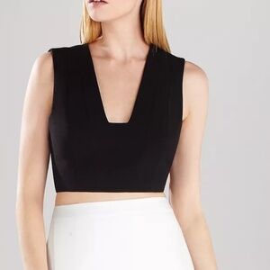 BCBGMaxazria Rina Sleeveless Black Zipper Back Crop Top Sz M